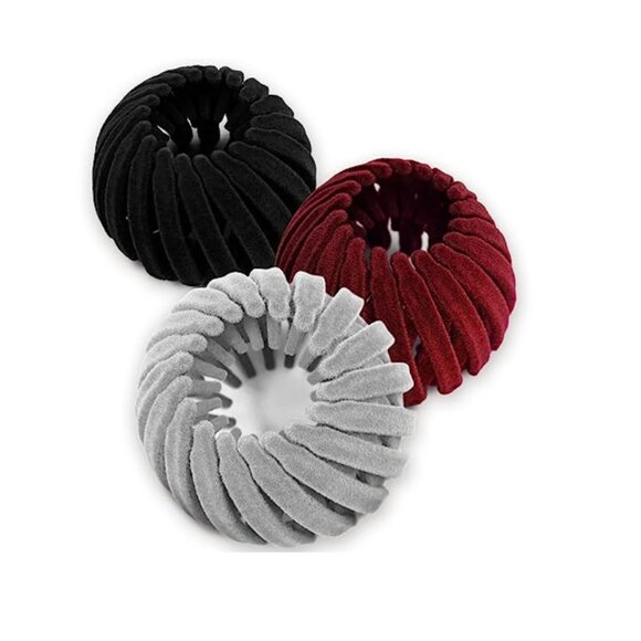 3 Nest Hair Clip : Black+ Wine Red +Gray Elegant Hair Claw Clip main image 4